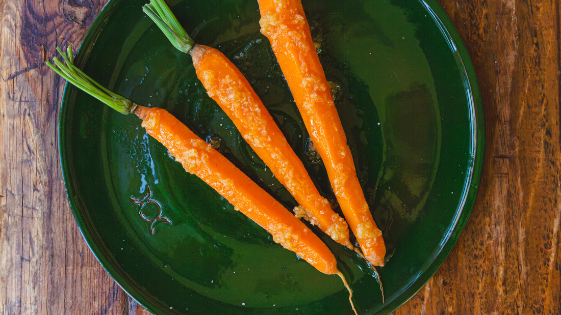 Carottes vapeur glacées au gingembre et au miel