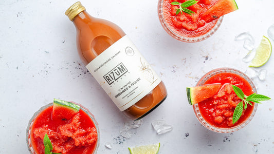 Granité pastèque, concentré gingembre et fraise